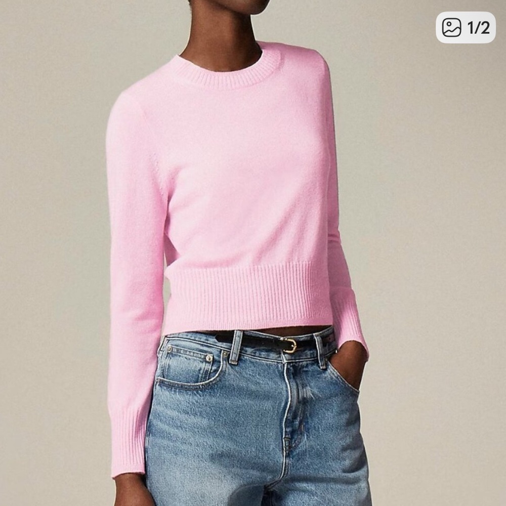 NWT J Crew Cashmere Shrunken Crewneck Sweater Pink-Not Accepting Offers